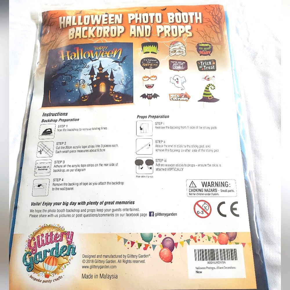Halloween Photo Booth Backdrop and Props